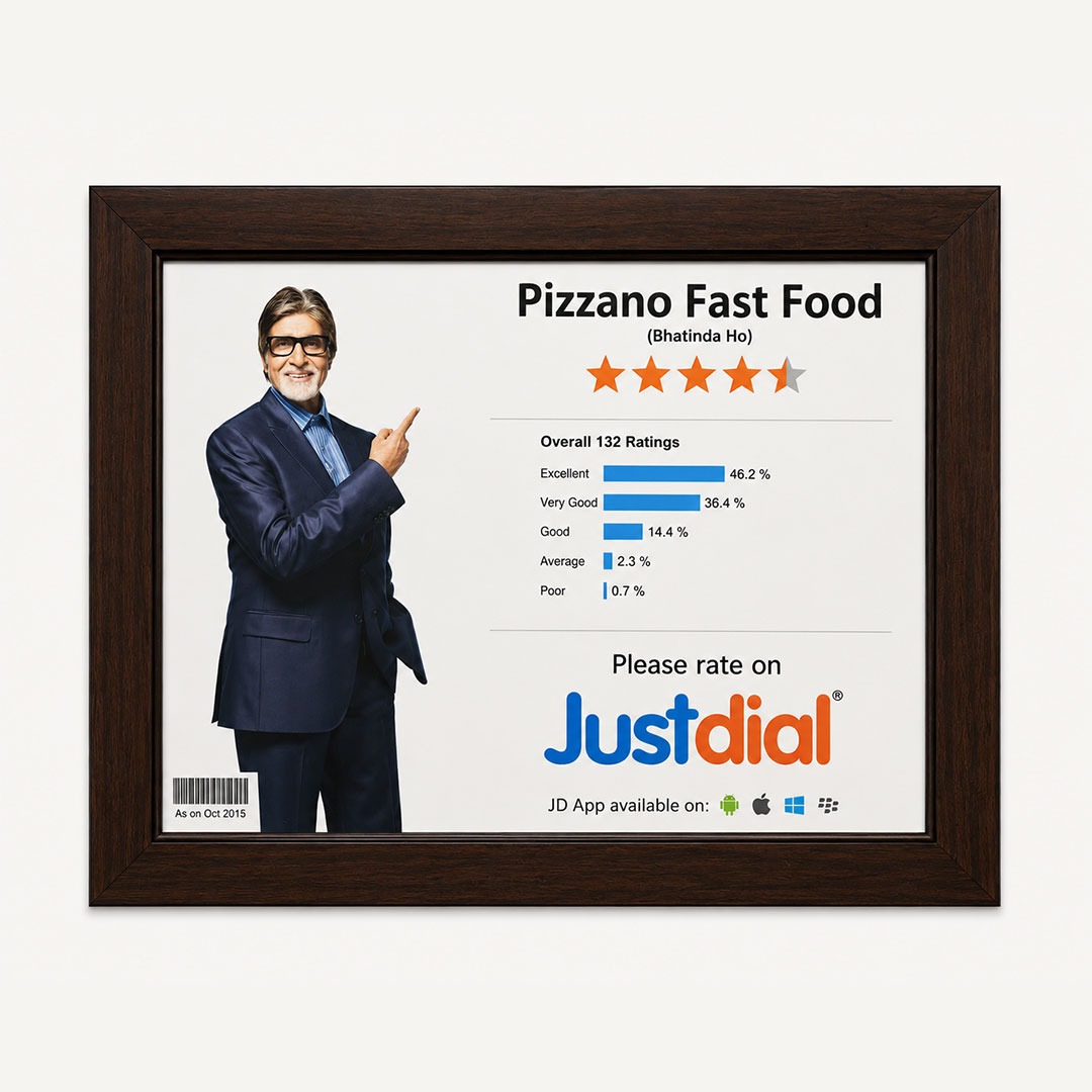 Justdial Rating Certificate