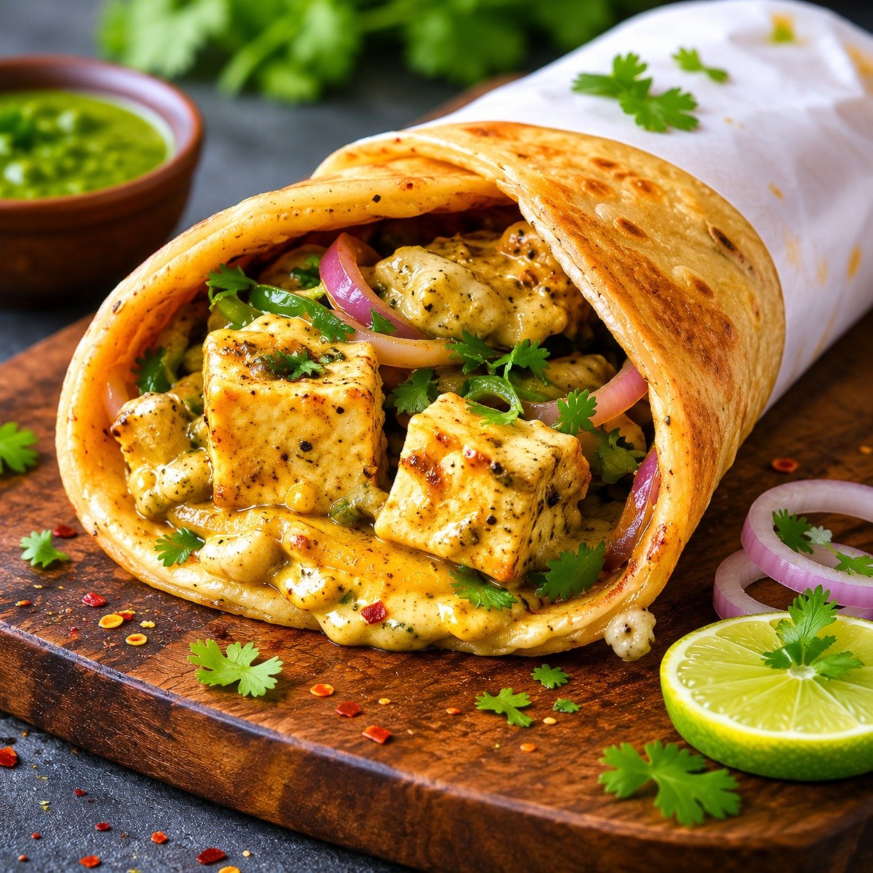 Chilly Paneer Kathi Roll