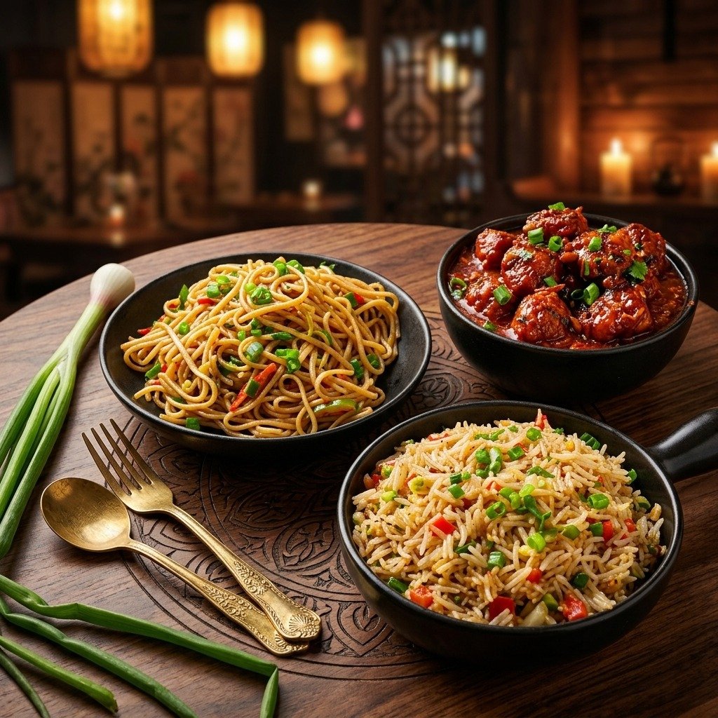 Veg Manchurian With Rice/noodle
